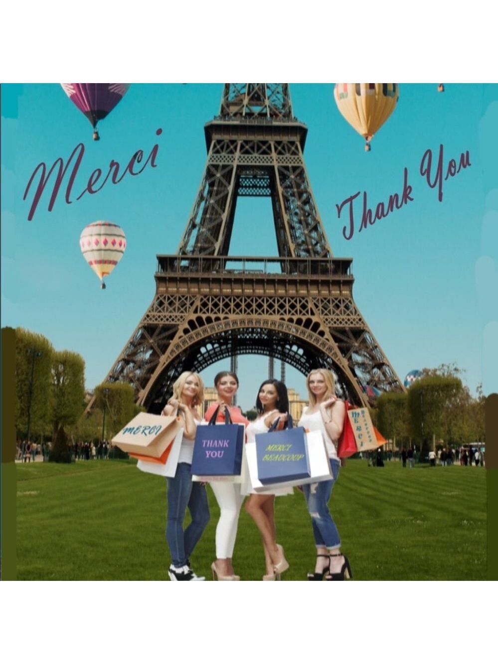100 (2x2 Inch) Square Stickers, Eiffel Tower, Full Color, High Gloss, Thank You - Picture 3 of 3